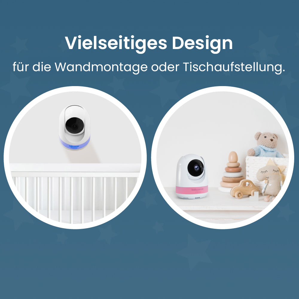 Babysense Prisma: Video-Babyphone mit 2 Kameras, ohne WLAN, Split-Screen, Nachtlicht & Soundmaschine