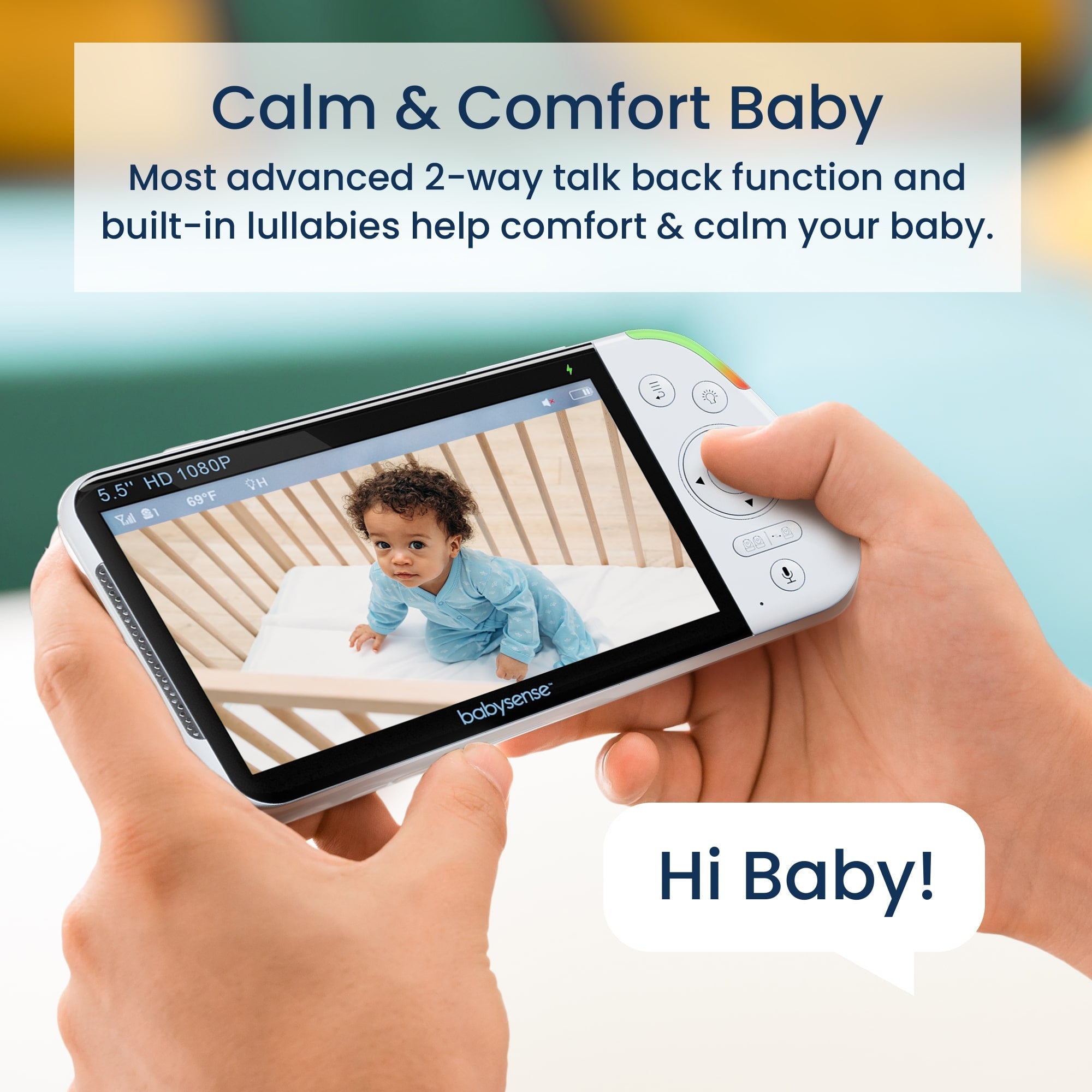 Babysense Maxview: Babyphone Mit 1 Kamera, Ohne Wlan, Geteilte Bildschirm, Nachtlicht & Weißesrauschen