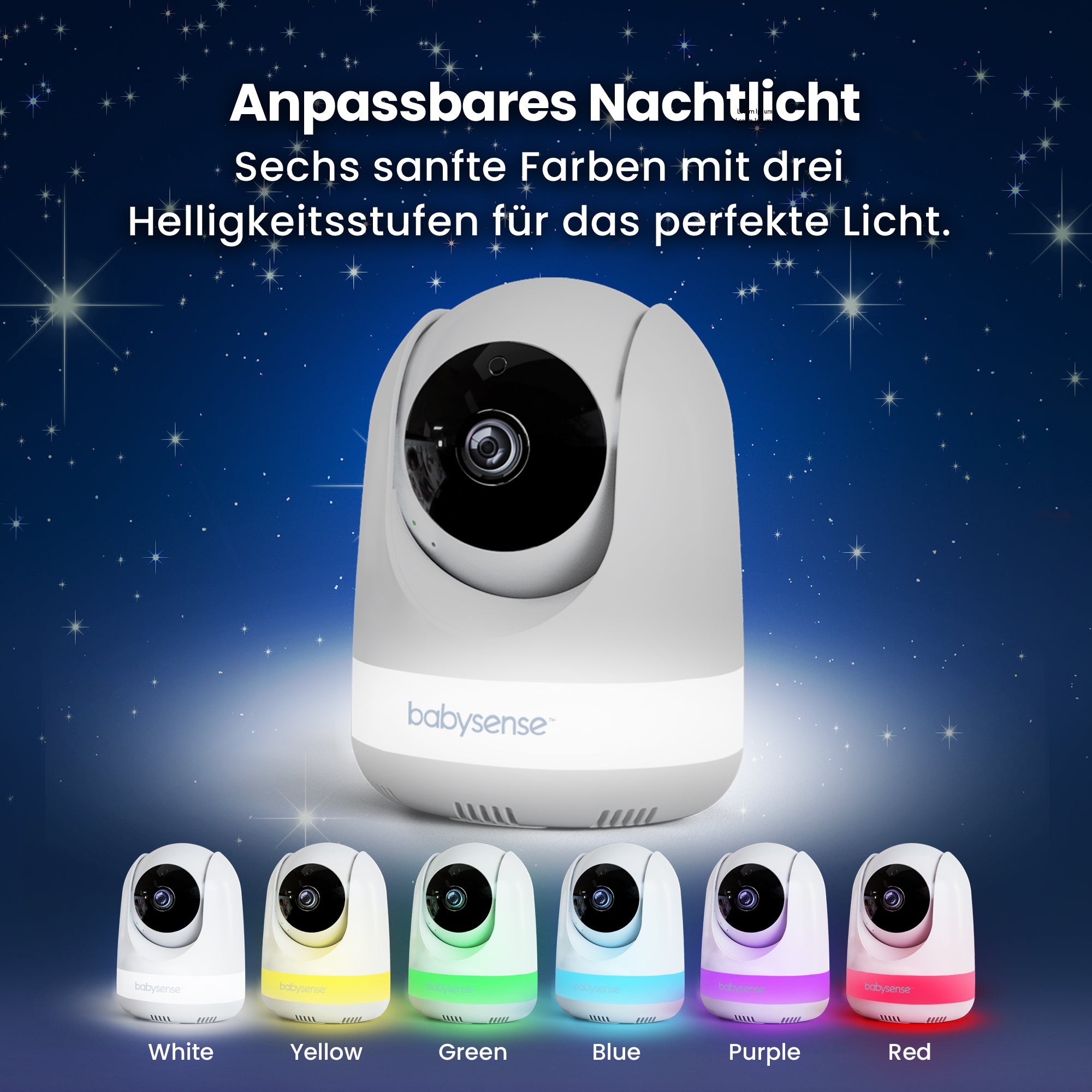 Babysense Maxview Pro: Babyphone Mit 2 Kameras, Ohne Wlan, Geteilte Bildschirm, Nachtlicht & Weißesrauschen