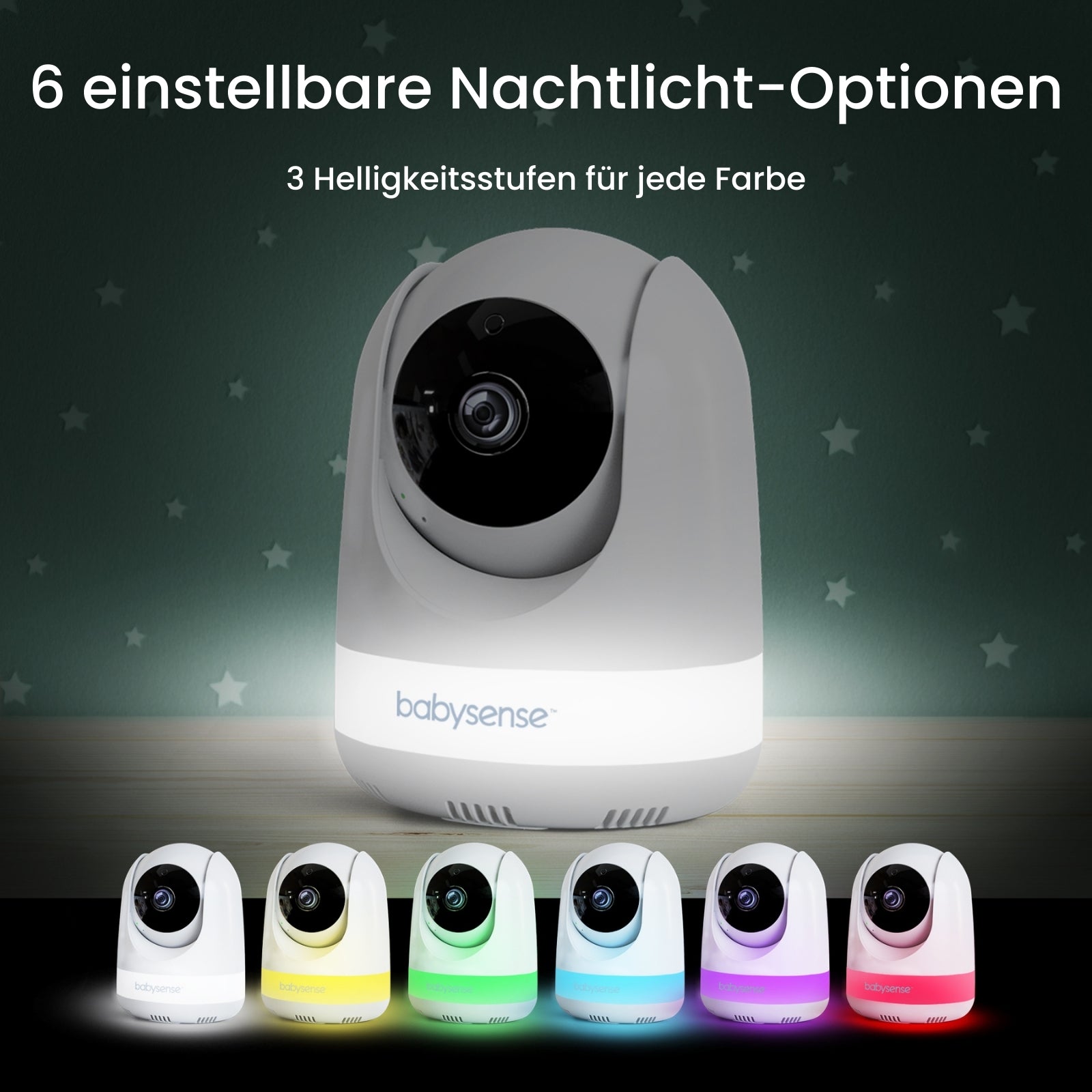 Babysense Maxview: Babyphone Mit 3 Kameras, Ohne Wlan, Geteilte Bildschirm, Nachtlicht & Weißesrauschen