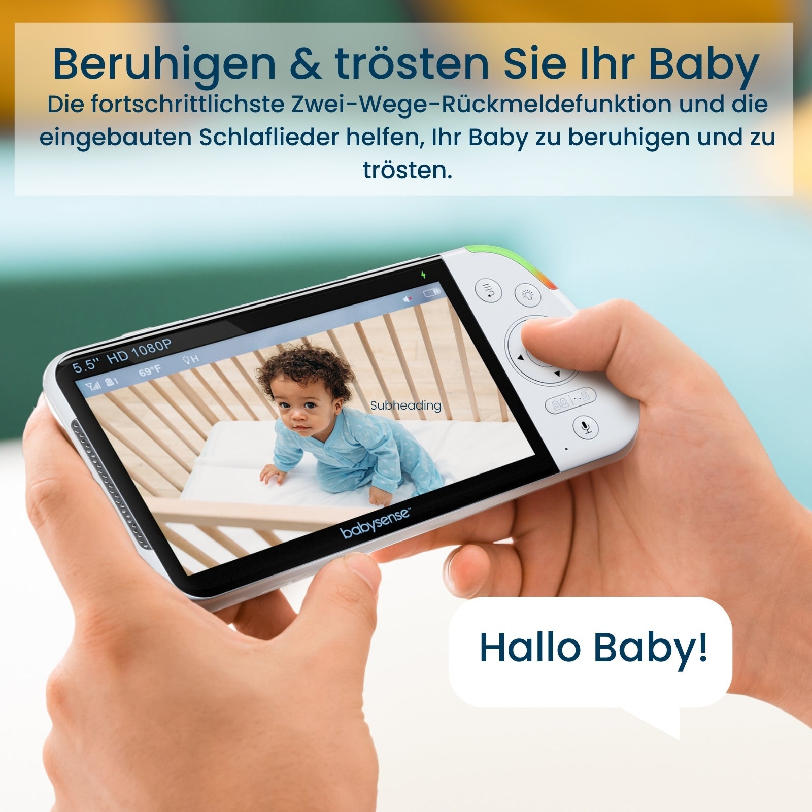 Babysense Maxview: Babyphone Mit 3 Kameras, Ohne Wlan, Geteilte Bildschirm, Nachtlicht & Weißesrauschen