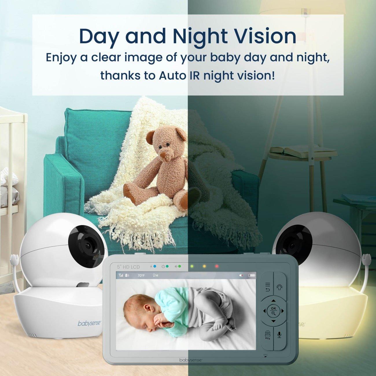 Babysense True Sleep: HD Video-Babyphone mit Nachtlichtkamera und medizinisch zertifiziertem Bewegungsmonitor, Echtzeit-Atemwarnungen