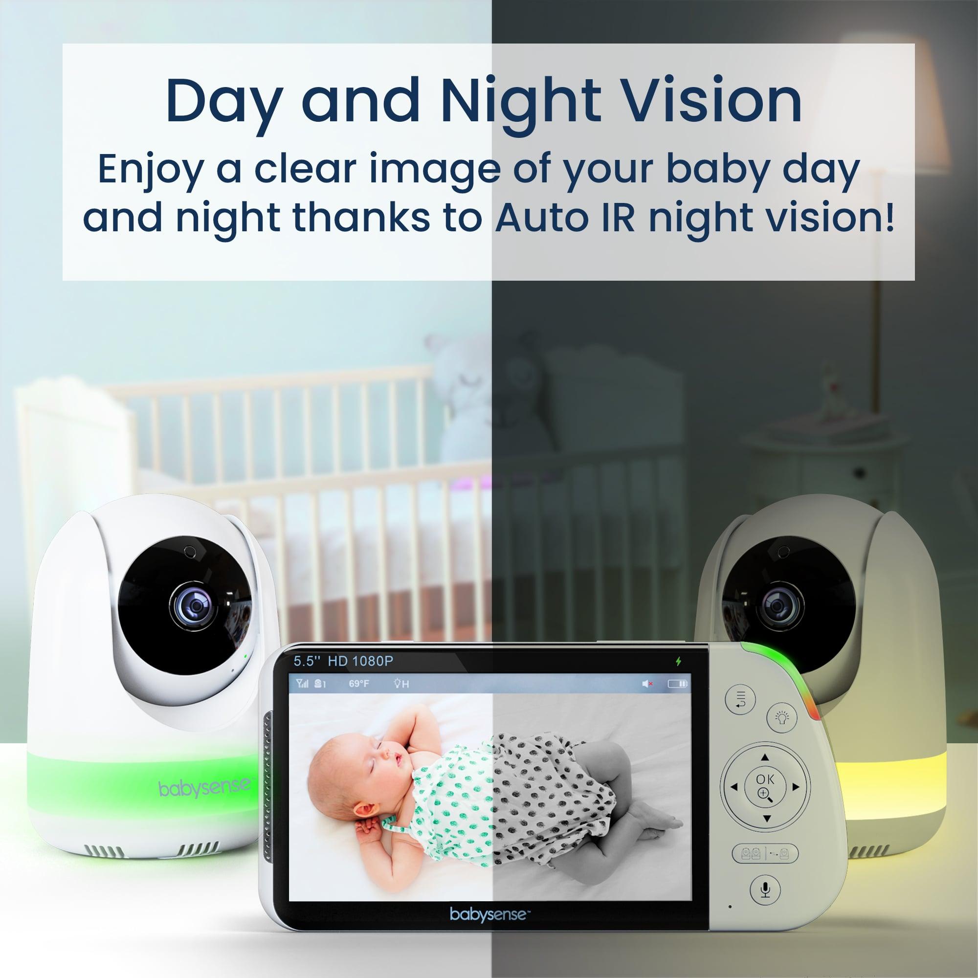 Babysense 2-in-1 Überwachungsset: Video-Babyphone mit 2 Kameras, Split-Screen, Nachtlicht und Soundmaschine + Babyphone mit Echtzeit-Warnungen bei Atemaussetzern und Unregelmäßigkeiten für sicheren Schlaf