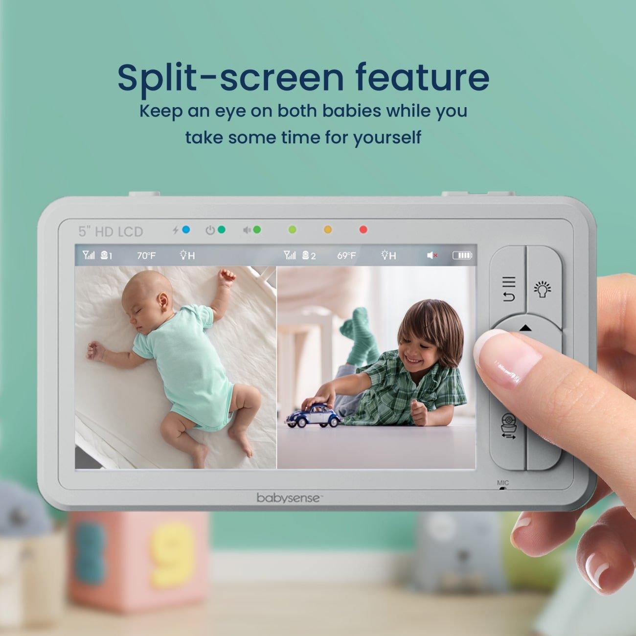 Babysense HD S2: Babyphone Mit 3 kameras, Ohne Wlan, Geteilte Bildschirm & Nachtlicht