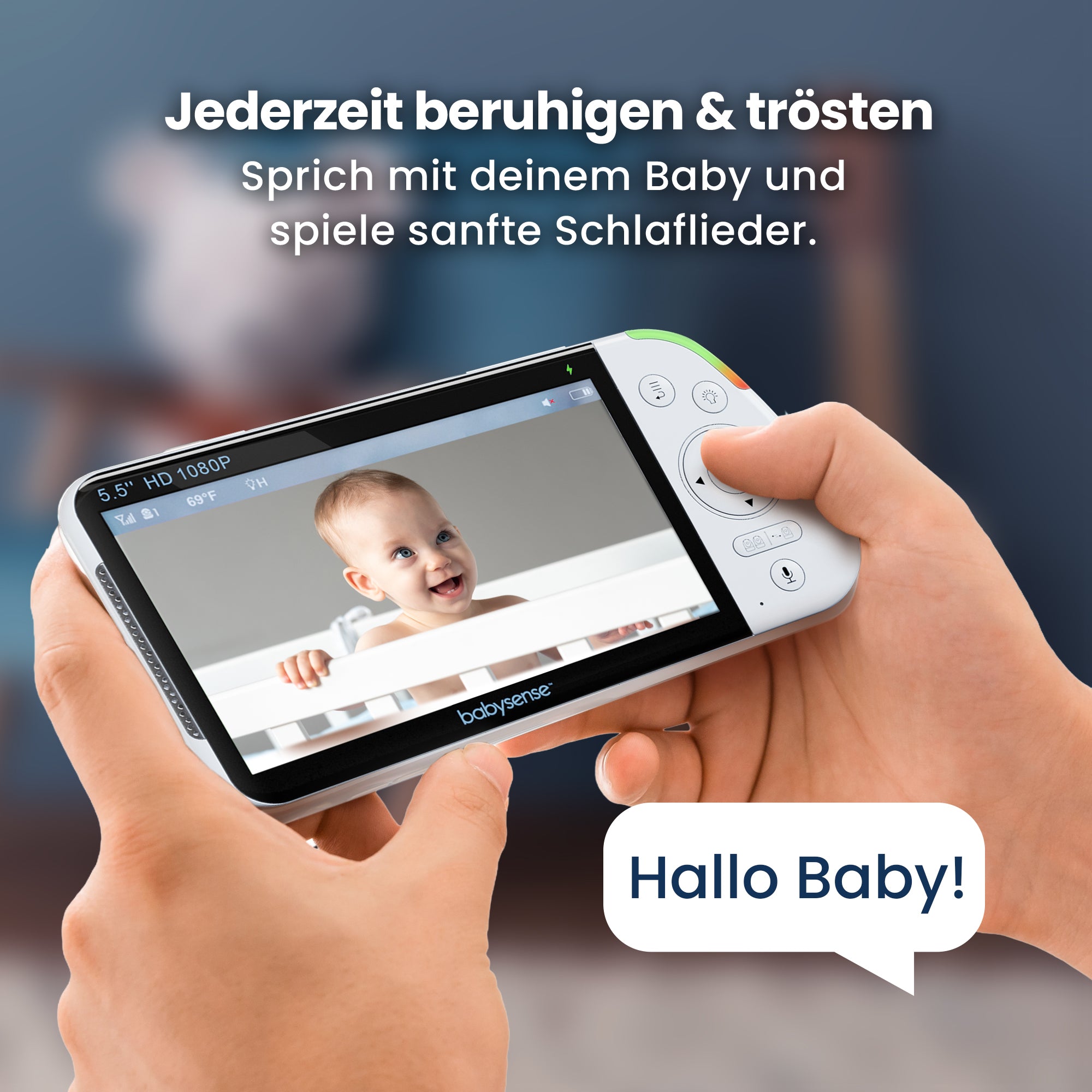 Babysense Maxview Pro: Babyphone Mit 1 Kamera, Ohne Wlan, Geteilte Bildschirm, Nachtlicht & Weißesrauschen