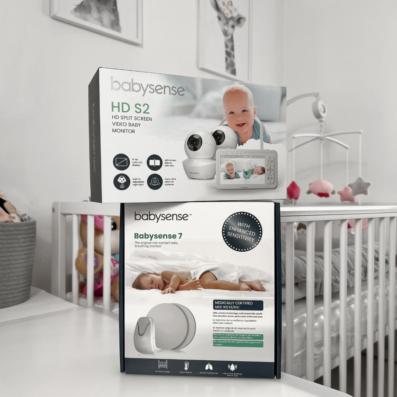 Babysense True Sleep: HD Video-Babyphone mit Nachtlichtkamera und medizinisch zertifiziertem Bewegungsmonitor, Echtzeit-Atemwarnungen, 1 oder 2 Kameras